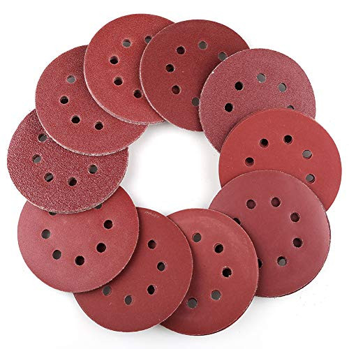 100PCS 5 Inch 8 Holes Sanding Discs - 40 60 80 100 120 180 240 320 400 800 Grit Assorted Sandpaper, Hook and Loop Random Orbital Sander Round Sand Paper by LotFancy