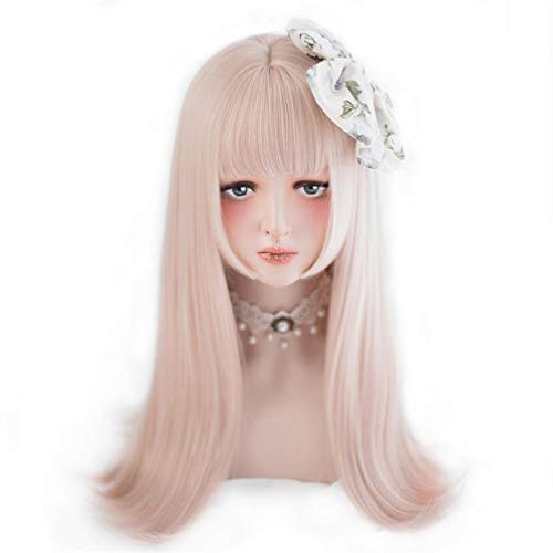 aiyaya Lolita Cosplay Wig with Bangs - Straight Synthetic Wig For Women Cosplay Costume- Natural Hair Lolita Wig with Wig Cap -Light Pink -long wig-- aiyaya Lolita Cosplay Wig with Bangs - Straight Synthetic Wig For Women Cosplay Costume- Natural Hair Lolita Wig with Wig Cap -Light Pink -long wig--