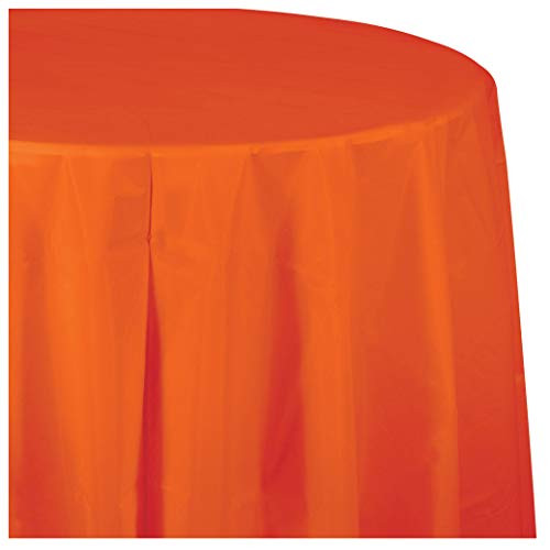 Sunkissed Orange Round Plastic Tablecloths- 3 ct