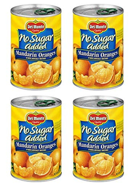 Del Monte Canned Mandarin Oranges in Water- No Sugar Added- 15.0-Ounce -Pack of 4-