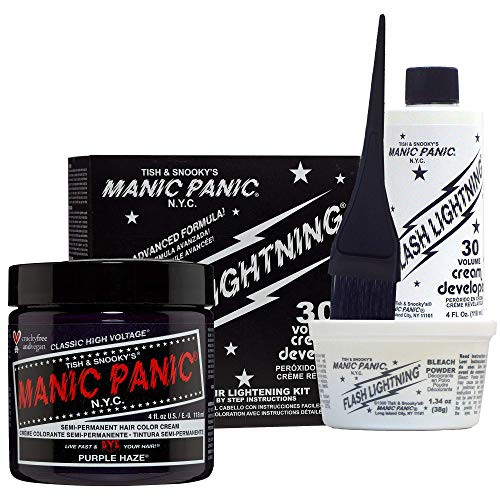 Manic Panic Purple Haze - Purple Hair Dye Color Bundle With 30 Volume Hair Bleach Kit