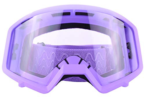 Typhoon Motocross Goggles Dirt Bike ATV Goggles Motorcycle Off Road Unisex Adult and Youth - Purple w/Clear Lens