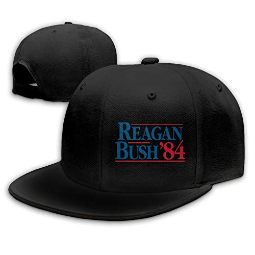 Reagan Bush '84 Unisex Snapback Hats Adjustable Flat Bill Baseball Caps Dancing Hip Hop Sun Cap Black