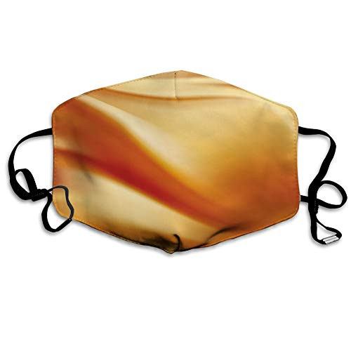 Windproof Mask-Orange and Yellow- Abstract Vivid Colors in Wavy Composition Fantasy Romantic Curves- Orange Yellow-Printed Facial Decorations for Unisex JP-1939