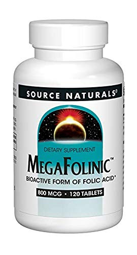 Source Naturals MegaFolinic 800mcg- 120 Tablets -2 Pack-