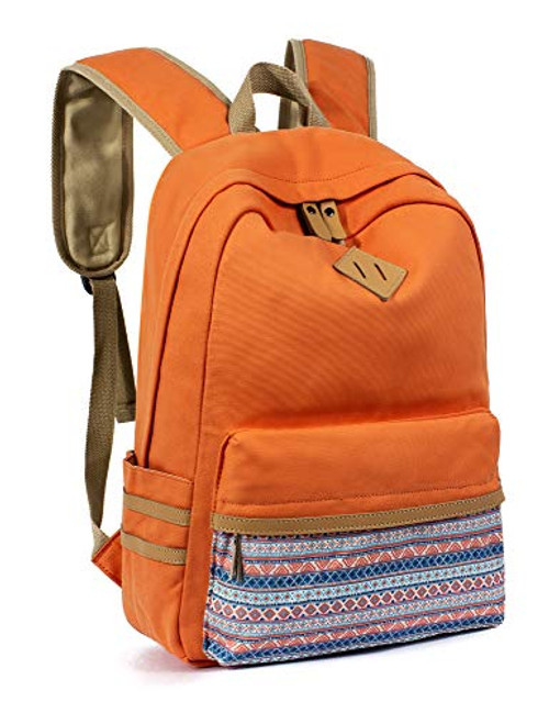 Leaper Cute Geometric Canvas Backpack bag School Bookbag College Daypack Orange Leaper Cute Geometric Canvas Backpack bag School Bookbag College Daypack Orange
