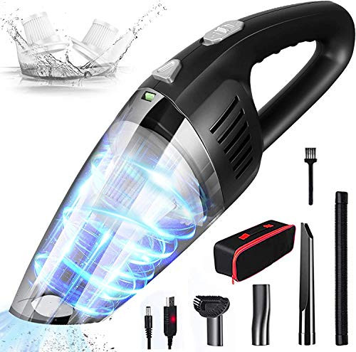 Fiercewolf Cordless Handheld Vacuum Cleaner- 8000PA Strong Suction-120W Powerful- Rechargeable Lightweight Wet Dry Portable Car Vacuum Cleaner for Pet Hair- Home and Car Cleaning -Black-