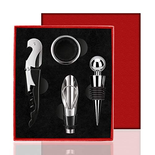 Professional Wine Opener by BYLA - All-in-one Waiters Corkscrew, Bottle Opener and Foil Cutter,Waiter Corkscrews Gift Set (Red)