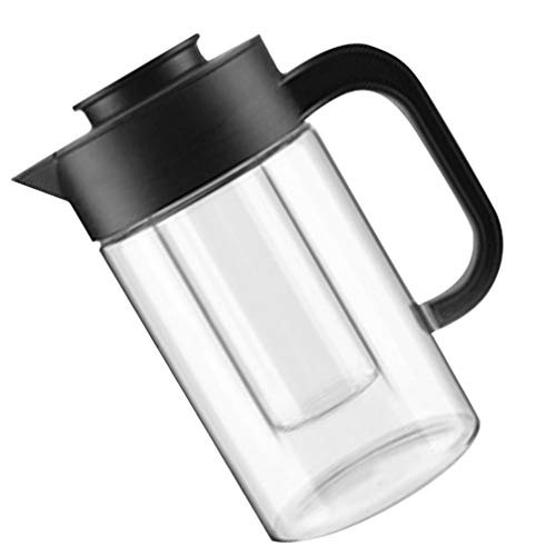 YARNOW 1000ML Large Glass Pitcher with Lid Strainer Heat Resistant Hot Cold Water Carafe Water Jug for Juice Beverage Jar Ice Tea Kettle Black