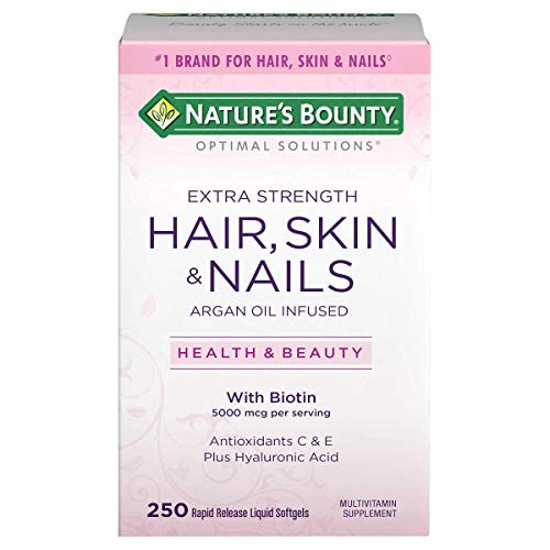 Nature's Bounty Extra Strength Hair Skin Nails- 5000mcg of Biotin -250 Count- Nature's Bounty Extra Strength Hair Skin Nails- 5000mcg of Biotin -250 Count-