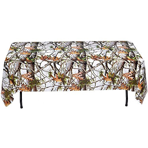 White Camo Table Cover (54" x 108", Heavyweight Plastic, Reusable) White Camo Party Collection by Havercamp