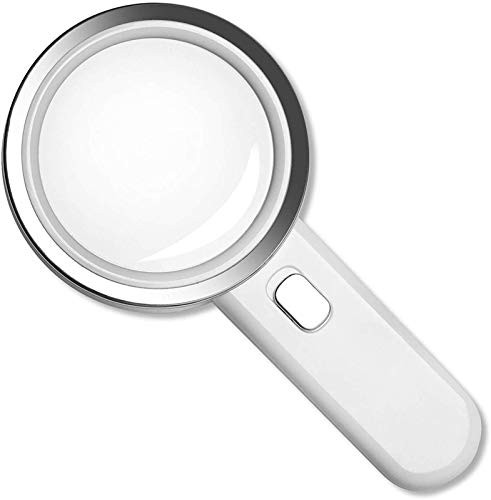 Magnifiers Magnifying Glass for Reading 5X High Power LED with Light- Large 90mm Distortion-Free Illumination Reading Glass with Glass Lens for People