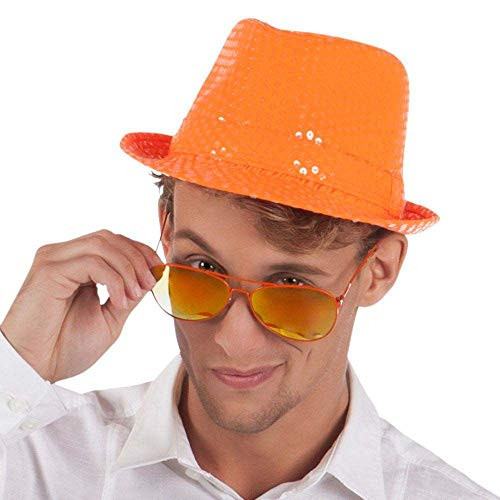 Boland 61774 Popstar Spangles Adult Hat- One Size- Neon Orange