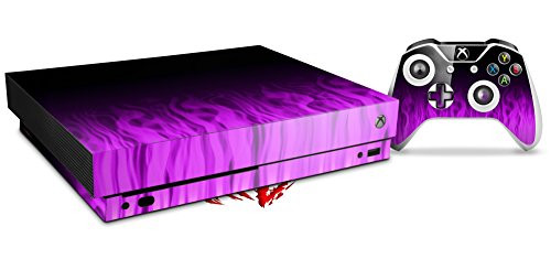Skin Wrap for XBOX One X Console and Controller Fire Purple