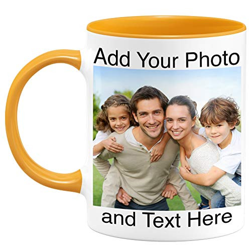 Custom Photo Coffee Mugs - Personalized Coffee Mugs with Photo and Text- Customized Ceramic Coffee Mug - Customizable Mug- Funny Mug- Personalized Gifts- Custom Mug with Photo and Text - 11oz Orange