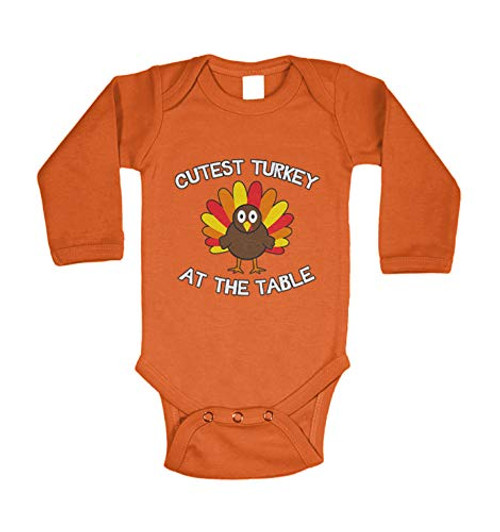 Haase Unlimited Cutest Turkey at The Table - Adorable Long Sleeve Bodysuit -Orange- 18 Months- Haase Unlimited Cutest Turkey at The Table - Adorable Long Sleeve Bodysuit -Orange- 18 Months-