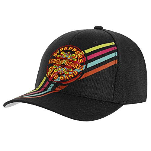 Beatles Baseball Cap SGT Pepper Stripes Embroidered Drum Logo- Black