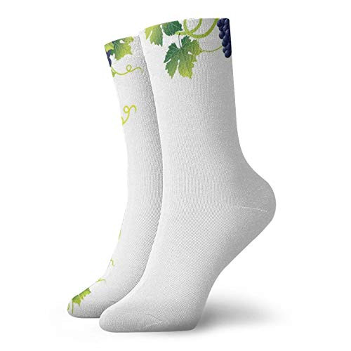 Happy Socks for Men and Women 142 Pair-Summer Season Vineyard Composition Weeping Vines Bunch Of Blue Grapes