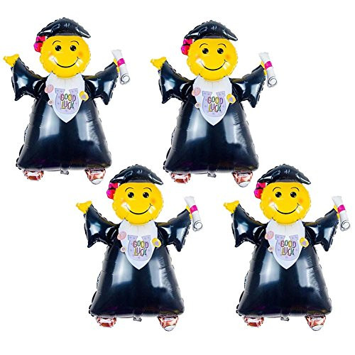 QHZHANG 4 Pack Graduation Balloons Jumping Grad Super Shape Balloon (A)