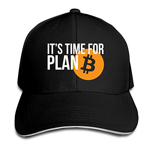 It's Time for Plan B Bitcoin Men  and  Women hat Fashion Adjustable Cap Classic Sandwich Cap Black