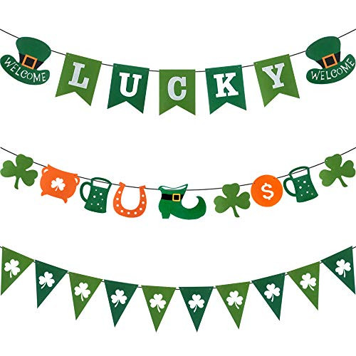 Tuoyi St Patrick's Day Decorations,Lucky Irish Shamrock Banner St.Patrick's Day Decor Irish Party Supplies (A)