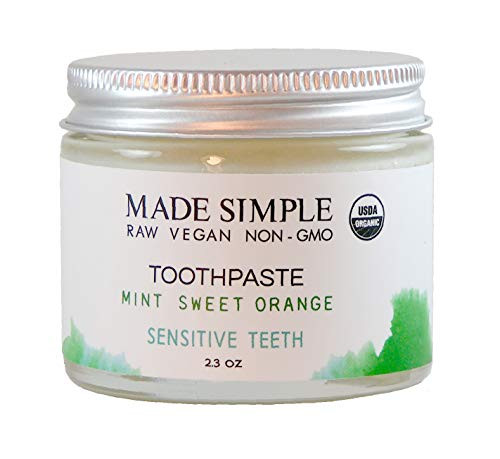 Certified Organic Fluoride-Free Raw Vegan Cruelty-Free Natural Mint Sweet Orange Toothpaste