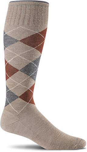 Sockwell Men's Argyle Moderate Graduated Compression Sock- Khaki - L/XL