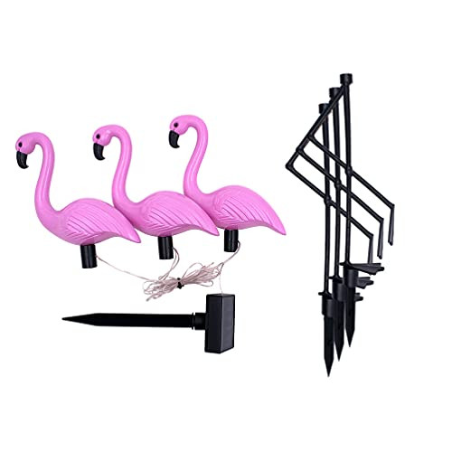 PIXNOR Outdoor Solar Lights- 3Pack Flamingo Solar Lights Outdoor Decor Flamingo Garden Led Stake Light Solar Powered Waterproof Flamingo Lights for Lawn Yard Landscape Path