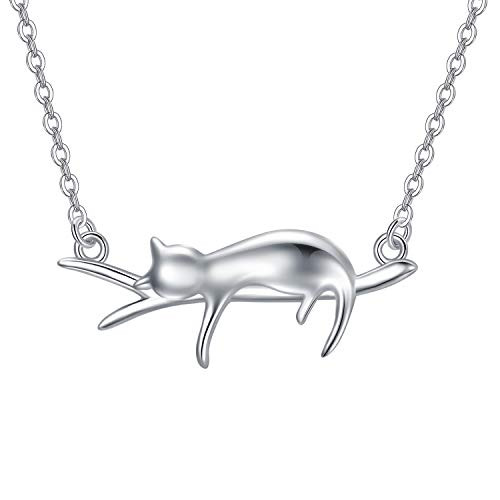 Cat Pendant Necklace Jewelry for Women Cat Lovers Daughter Girlfriend 925 Sterling Silver Lazy Cat on Tree Branch Necklace Cat Pendant Necklace Jewelry for Women Cat Lovers Daughter Girlfriend 925 Sterling Silver Lazy Cat on Tree Branch Necklace
