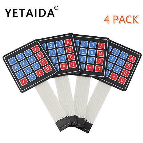 YETAIDA 4 Pack Universial 4x4 Matrix Array Keyboard 16 Key Membrane Switch Keypad for Arduino DIY Starter Kit