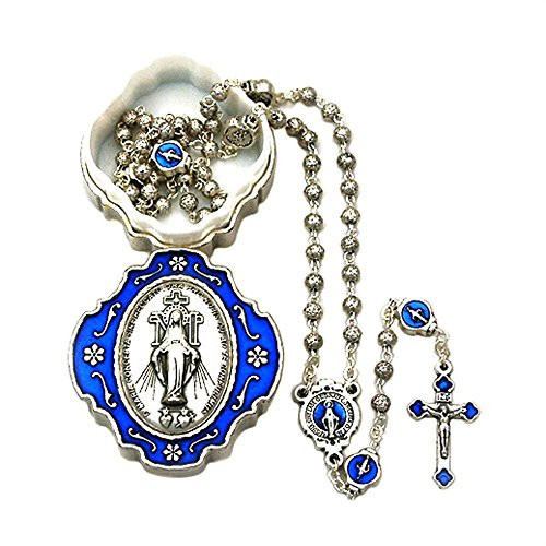 Miraculous Medal Blue Rosary Set
