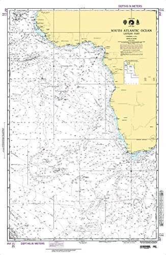 Paradise Cay Publications NGA Chart 21- South Atlantic Ocean Eastern Portion -Traditional Paper- 30.5 x 43