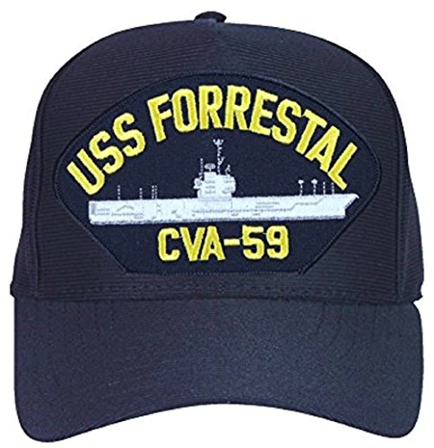 USS Forrestal CVA-59 Navy Ship Cap Hat- Black- OS