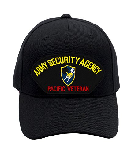 PATCHTOWN US Army Security Agency - Pacific Veteran Hat/Ballcap Adjustable One Size Fits Most -Black- Standard -No Flag--