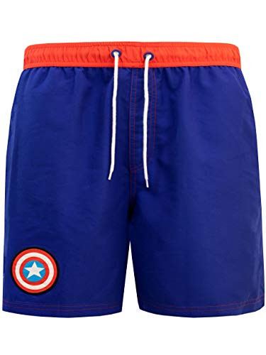 Marvel Mens Captain America Swimming Trunks Size Small Blue