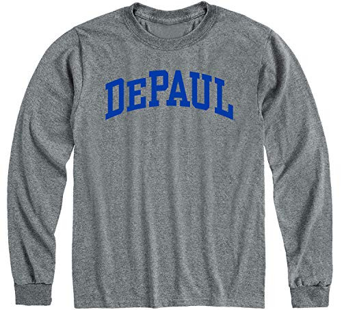 Ivysport DePaul University Blue Demons Long Sleeve Adult Unisex T-Shirt- Classic- Charcoal Grey- Small