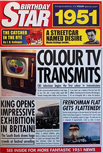 1951 Birthday Gifts - 1951 DVD Film and 1951 Birthday Star Greeting Card