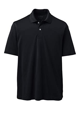 Lands' End Mens Short Sleeve Polyester Polo Shirt Black Regular Large