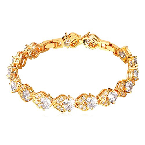 U7 18K Gold Plated 4mm Cubic Zirconia Classic Tennis Bracelet Gold Bracelets for Women Size 6-8 Inch U7 18K Gold Plated 4mm Cubic Zirconia Classic Tennis Bracelet Gold Bracelets for Women Size 6-8 Inch