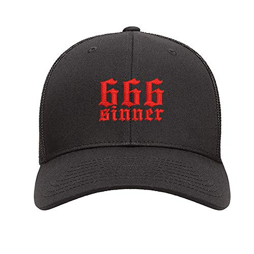 Black Trucker Hats Dad Caps with Embroidery Snapback Hat 666 Sinner