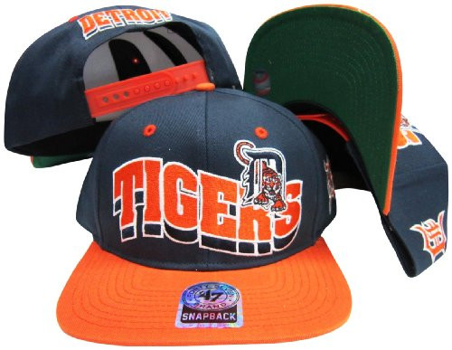 Detroit Tigers Navy/Orange Two Tone Plastic Snapback Adjustable Plastic Snap Back Hat/Cap
