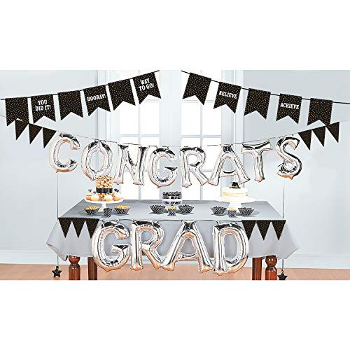 Graduation Party Supplies 2019 - Graduation Banner & Congrats Grad Balloons Kit for Graduation Party Decorations
