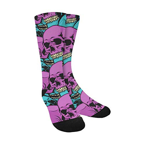 Skull Purple Funny Novelty Printed Crew Socks for Mens Womens Skull Purple Funny Novelty Printed Crew Socks for Mens Womens