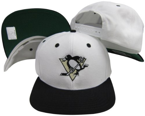 Pittsburgh Penguins White/Black Two Tone Snapback Adjustable Plastic Snap Back Hat/Cap