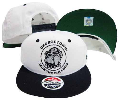 Georgetown Hoyas Jack The Bulldog Mascot Plastic Snapback Adjustable Plastic Snap Back Hat/Cap White/Navy