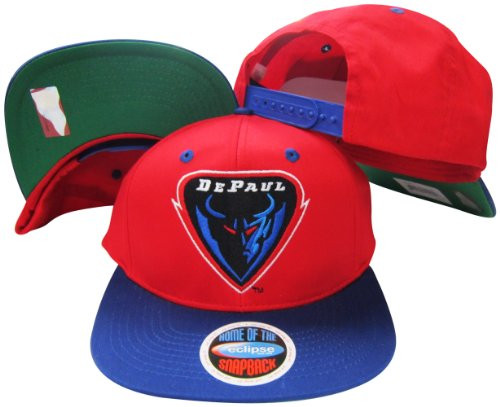 DePaul Blue Demons Mascot Red/Blue Two Tone Plastic Snapback Adjustable Plastic Snap Back Hat/Cap DePaul Blue Demons Mascot Red/Blue Two Tone Plastic Snapback Adjustable Plastic Snap Back Hat/Cap