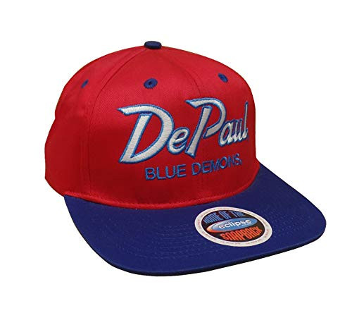 DePaul Blue Demons Script Red/Blue Two Tone Plastic Snapback Adjustable Plastic Snap Back Hat/Cap