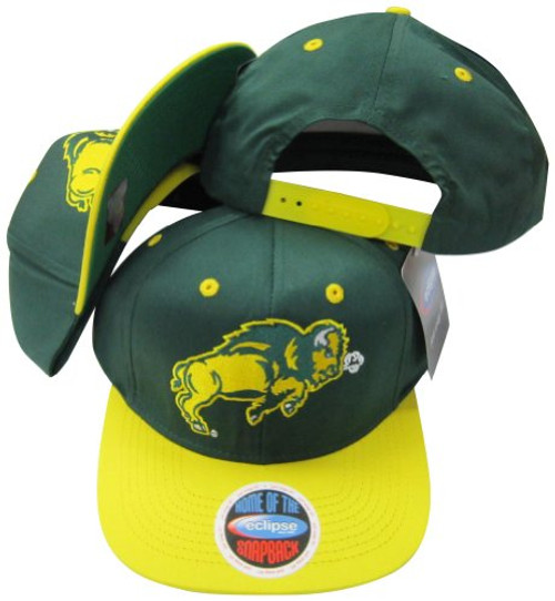 North Dakota State Bison Green/Yellow Two Tone Plastic Snapback Adjustable Plastic Snap Back Hat/Cap North Dakota State Bison Green/Yellow Two Tone Plastic Snapback Adjustable Plastic Snap Back Hat/Cap