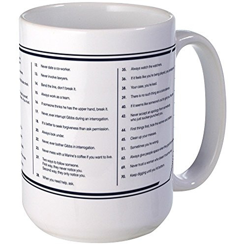 CafePress NCIS Mug 15oz Coffee Mug - Microwave and Dishwasher Safe - NCIS Gibbs' Rules Large- White