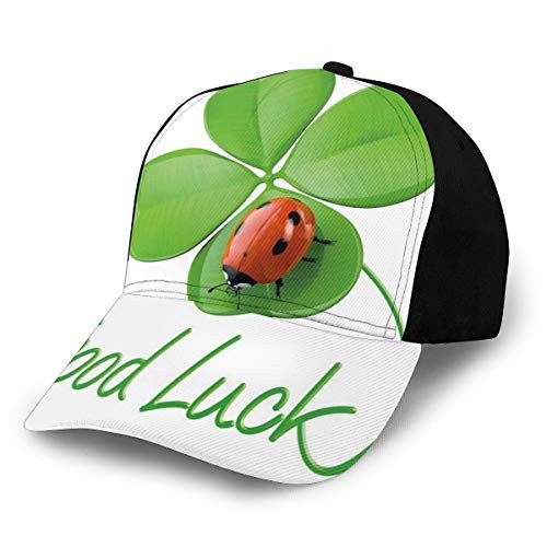 Unisex Hats Baseball Caps Hats Dad Hat Lucky Symbols Four Leaf Clover with Ladybug Irish Charm Good Luck